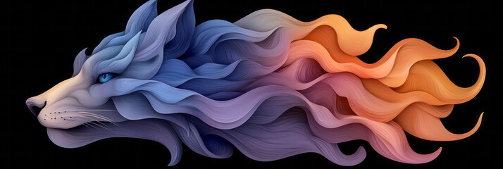 Poster - A colorful digital art depiction of an animal, featuring intricate vector graphics on a deep dark