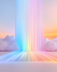 Poster - A futuristic digital art design featuring colorful vertical light streaks, creating a dynamic