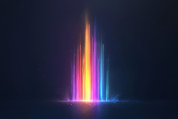 Poster - A cutting-edge digital design featuring colorful vertical light streaks on a deep dark background,