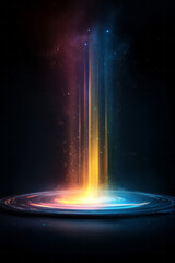 Poster - A futuristic digital backdrop with bright vertical light streaks against a dark background, evoking
