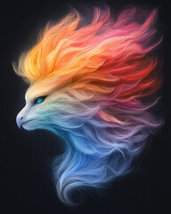 Poster - A vivid digital art piece depicting a right-to-left head and neck profile with an extravagant mane