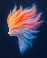 Poster - A vivid digital art piece depicting a right-to-left head and neck profile with an extravagant mane