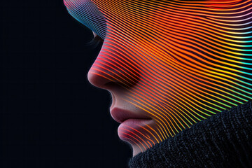 Poster - A striking digital art-style portrait of a human, rendered in 3D with Redshift, featuring a dark
