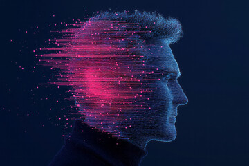 Aufkleber - A captivating, colorful digital art-style illustration of a human, set against a dark backdrop with
