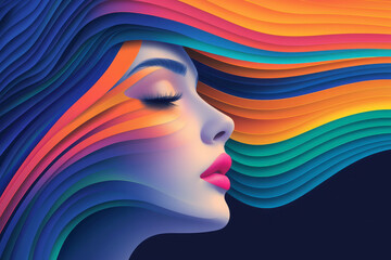 Poster - A captivating digital art-style depiction of a Woman, combining vivid, colorful design with sleek