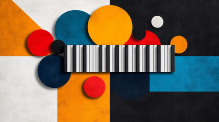 Aufkleber - Beautiful, colorful collage concept of a lively music studio, contemporary colors and mood social