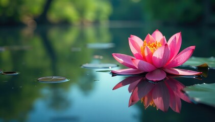 Wall Mural - intricate floral design reflected on calm lake surface, lake reflection, image