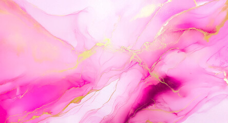 Aufkleber - Abstract artwork with flowing pink and white hues, accented by delicate gold lines. The fluid design creates a soft, ethereal, and dreamy visual texture.