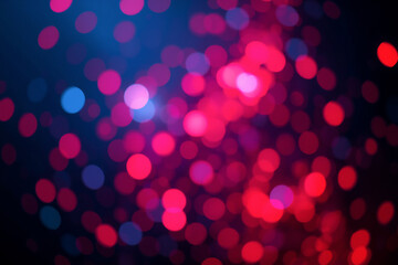 Aufkleber - Blurred red and blue lights create a bokeh effect on a dark background. The image evokes a festive and abstract mood with vibrant, out-of-focus circles.