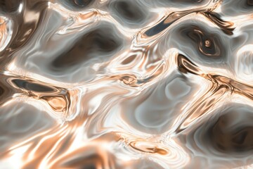 Poster - Fluid metallic surface with intricate patterns reflecting light in a dynamic way