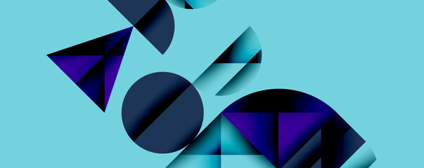 Wall Mural - Minimal geometric abstract background. Circle square and triangle design