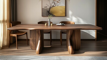 Poster - A beautifully designed wooden dining room table and chairs are featured