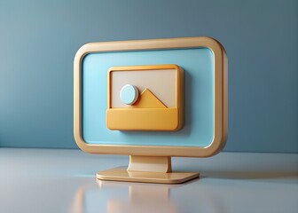 Poster - Digital Showcase: A modern illustration of a computer monitor. The design emphasizes simplicity with a touch of contemporary elegance, showcasing the beauty of technology