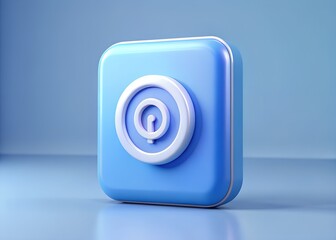 Poster - Digital Icon: A sleek, three-dimensional digital icon with a clean, modern design, perfect for representing digital applications and interfaces. Featuring a prominent symbol at its center.
