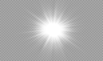 Wall Mural - glow isolated transparent light effect, sun light with lens flare effect. sun flush, overlays, light