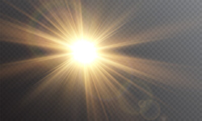 Wall Mural - glow isolated white transparent light effect, sun light with lens flare effect. sun flush, overlays,