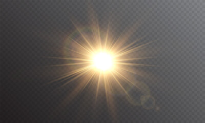 Wall Mural - glow isolated white transparent light effect, sun light with lens flare effect. sun flush, overlays,