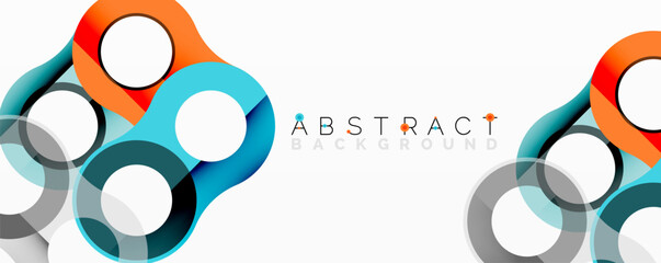 Poster - Abstract circle element composition with overlapping circular and tubular shapes featuring smooth gradients, transparency effects, and dynamic layering