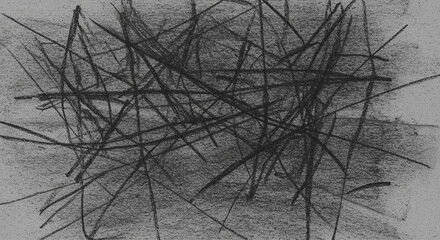 Poster - Abstract Drawing with Graphic Lines and Abstract Art. Charcoal drawing features a chaotic arrangement of dark lines creating a textured and dynamic abstract composition