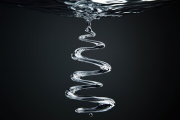 Poster - Water elegantly spirals downward, creating a captured moment of fluid motion in a dark background