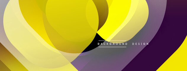 Poster - Circular abstract design with overlapping translucent circles and round shapes, blending gradients and smooth curves, creating depth, contrast, and a dynamic visual effect