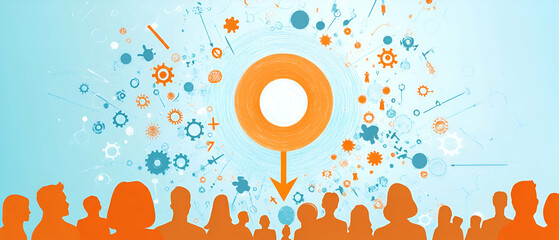 Poster - by silhouettes of heads representing people