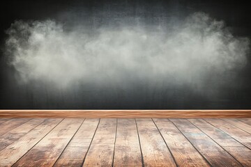 Poster - Empty Room with Smoky Background and Wooden Floor for Creative Use