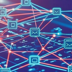 Poster - Abstract Digital Network Connections with Data Visualization Elements