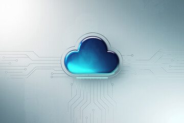 glass cloud icon, blue gradient, circuit board design, symbolizes digital technology, data storage, 