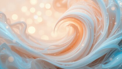 Poster - Abstract swirling wave with bokeh lights in soft pastel colors