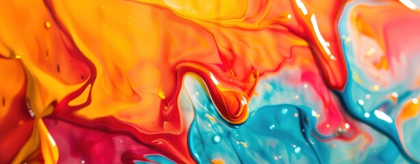 Poster - Colorful abstract background with liquid paint strokes. Modern wallpaper design. Vibrant background with liquid paint drips. Abstract art background gradient.