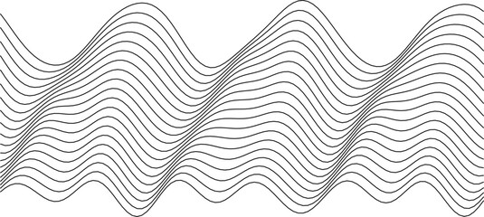 Poster - Abstract wavy line pattern - dynamic black and white design for backgrounds and prints.