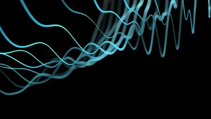 Poster - Futuristic video animation with particle wave object in slow motion. Rippling abstract waveform animation background concept. Abstract sound wave animation background.