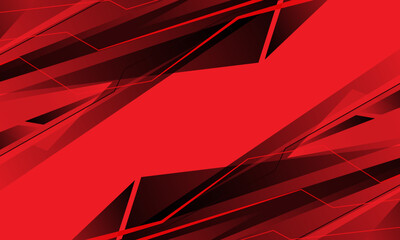 Fototapete - Abstract black geometric on red design modern futuristic technology background vector