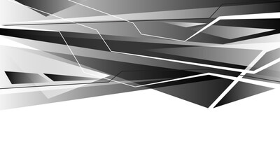 Fototapete - Abstract black geometric on white design modern futuristic technology background vector