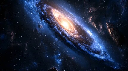 Poster - Majestic galaxy with a large shining star: a captivating abstract representation of celestial beauty in space
