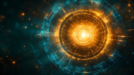 Poster - Intriguing circular shape with a radiant light source at the center symbolizing timelessness and cosmic energy