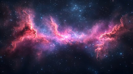 Poster - Mesmerizing nebula and star cluster creating an abstract cosmic cyberpunk scene with depth and luminous beauty