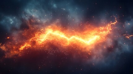 Poster - Glowing nebula with a bright star in the background creating a stunning cosmic scene in a cyberpunk aesthetic