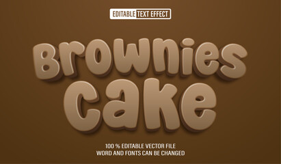 Poster - Editable 3d text style effect - Brownies Cake Chocolate text effect Template