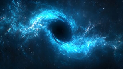 Poster - Captivating black hole at the center of a galaxy surrounded by dreamlike cosmic elements and stellar wonders