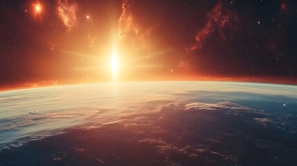 Wall Mural - stunning view of earth from space captured in a dreamlike scene highlighting the planet's beauty and