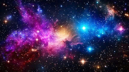 Poster - Captivating nebula intertwined with a dazzling star cluster in the expansive canvas of the night sky