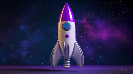 Fototapete - a purple and white toy rocket 
