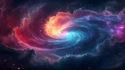 Poster - A vibrantly colorful galaxy captured in a stunning fractal abstract design of cosmic beauty