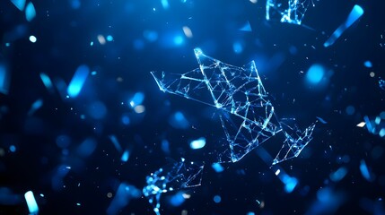 Aufkleber - Futuristic abstract background featuring a sea of small particles on a blue canvas creating a dreamlike atmosphere