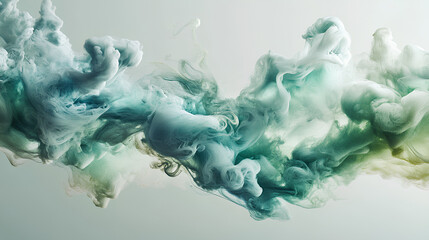 Poster - Abstract digital art piece that appears to be blue green smoke 