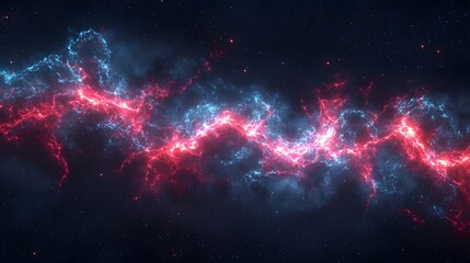 Poster - Striking nebula with red and blue stars illuminating the cosmic canvas in a futuristic space environment full of wonder