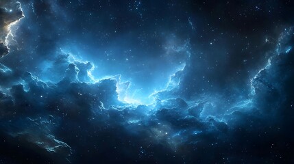 Poster - Vibrant and colorful nebulae forming a mesmerizing cosmic display in a timeless futuristic visualization