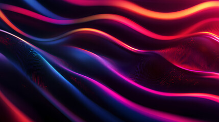 Poster - abstract wave lines pattern dynamic colorful light flowing isolated on black background. concept of 